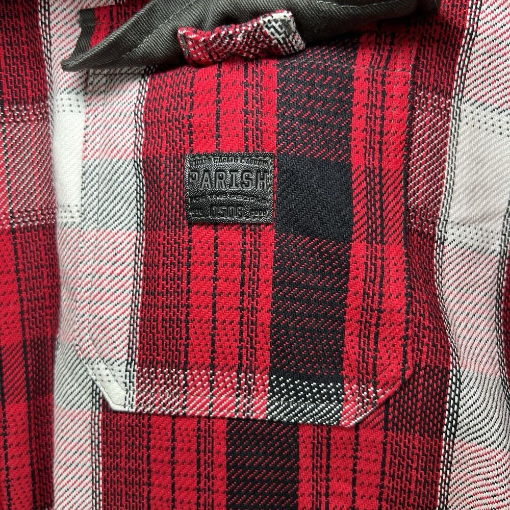 Parish Nation Button Up Flannel Shirt Men 3XL Red Black Plaid Heavyweight Cotton - Picture 7 of 13